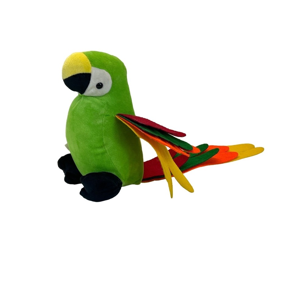 Peluche Maraca Pirate Parrot 10" Plush Green Multicolor Feathers Soft Toy